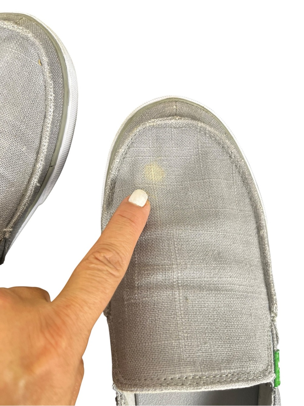 Sanuk Gray Canvas Slip-On Men Shoes with Green Brand Tab size 8 - Picture 2 of 7